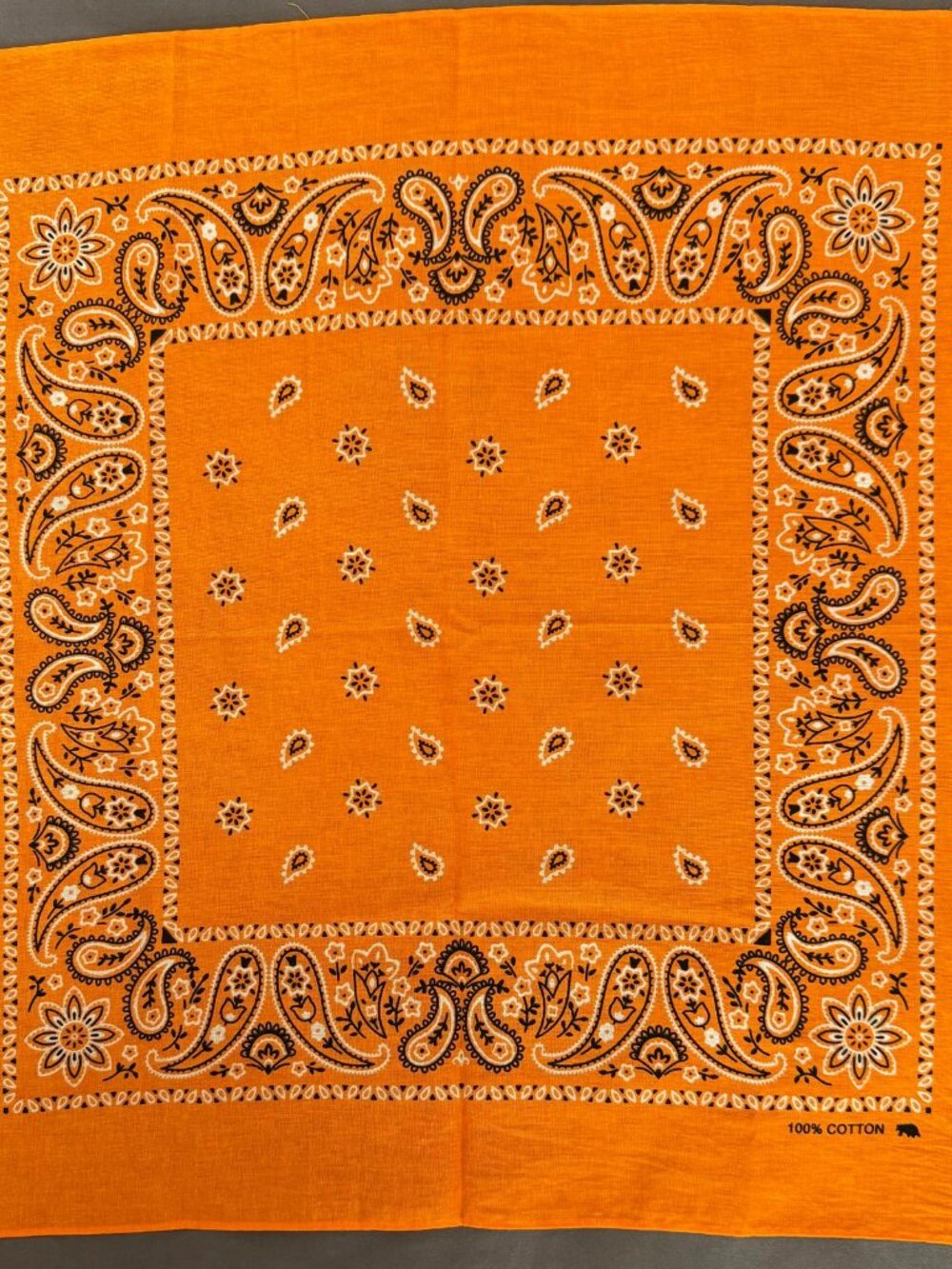 Bright Orange Paisley Bandana 22" x 22" 100% Cotton Vintage Style Unisex